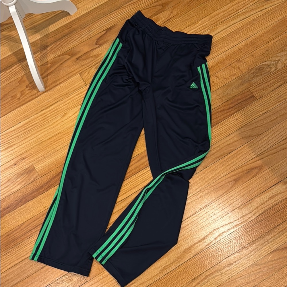 Adidas Kids Navy and Green Joggers XL18
